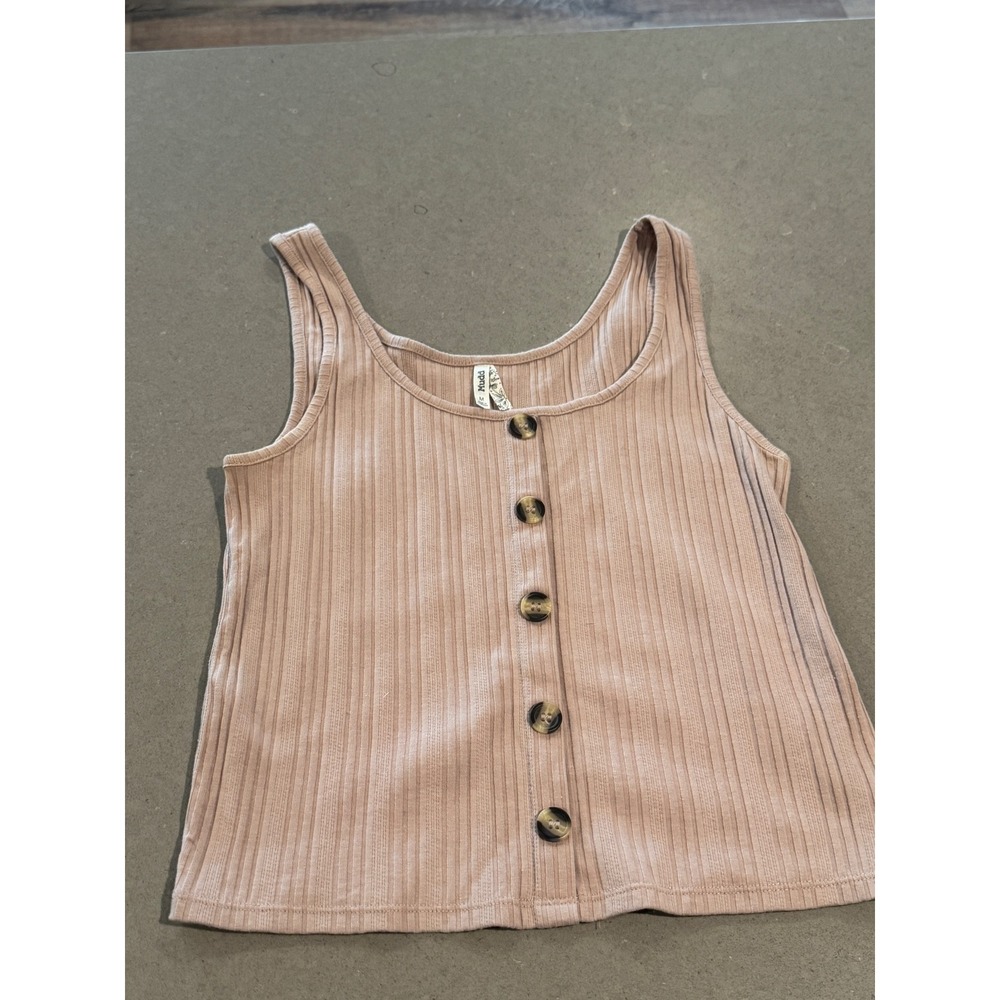 Mudd Ribbed Tank Top Women Medium‎ Button Front Sleeveless Casual Pink